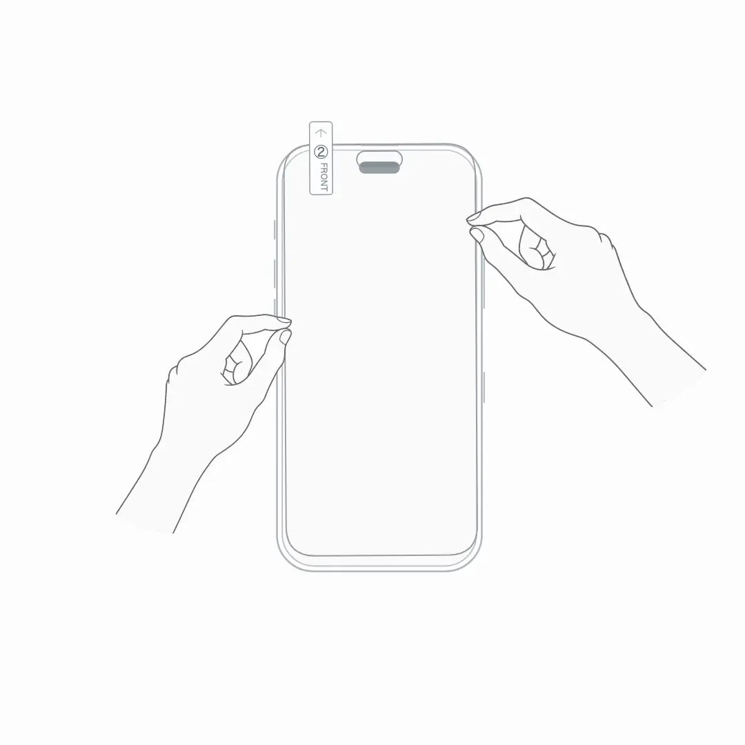 STEP 04「液晶画面へフィルムを貼り付ける」のイラスト